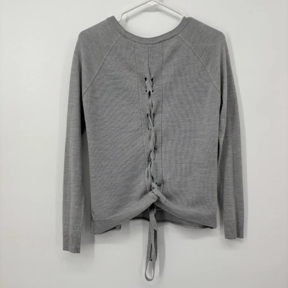 Lululemon‎ Tied To You Sweater Size 4 Heathered Gray Wool Long Sleeve *Read*